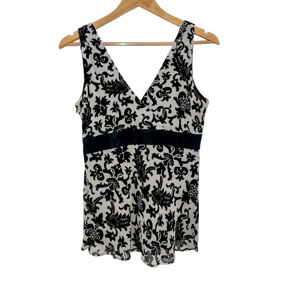 INC International Concepts Tops - INC International Concepts Silk Floral Tank Top Black & White